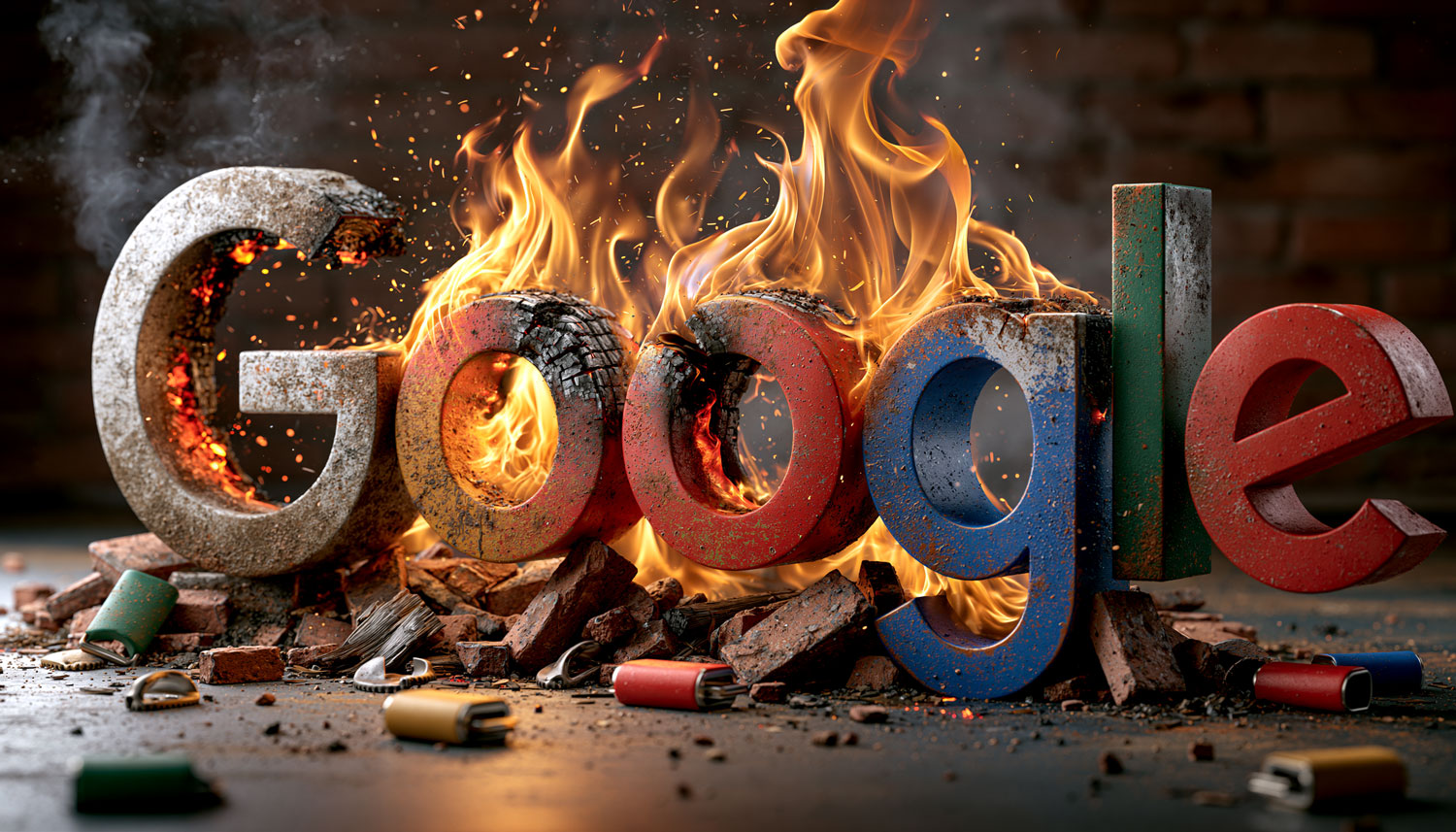 Google Logo Explosive Fire