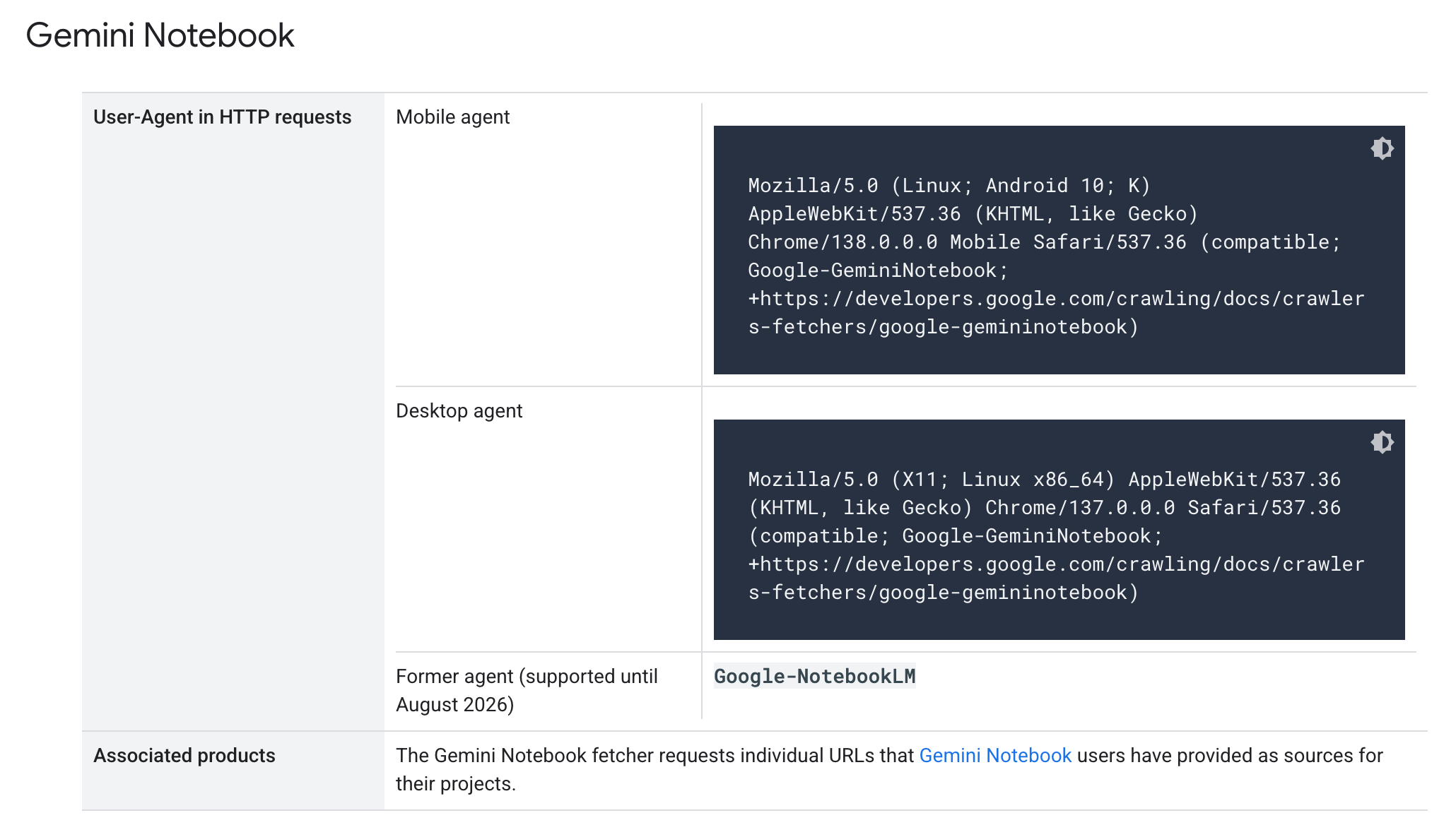 Google Gemini Notebook Useragent